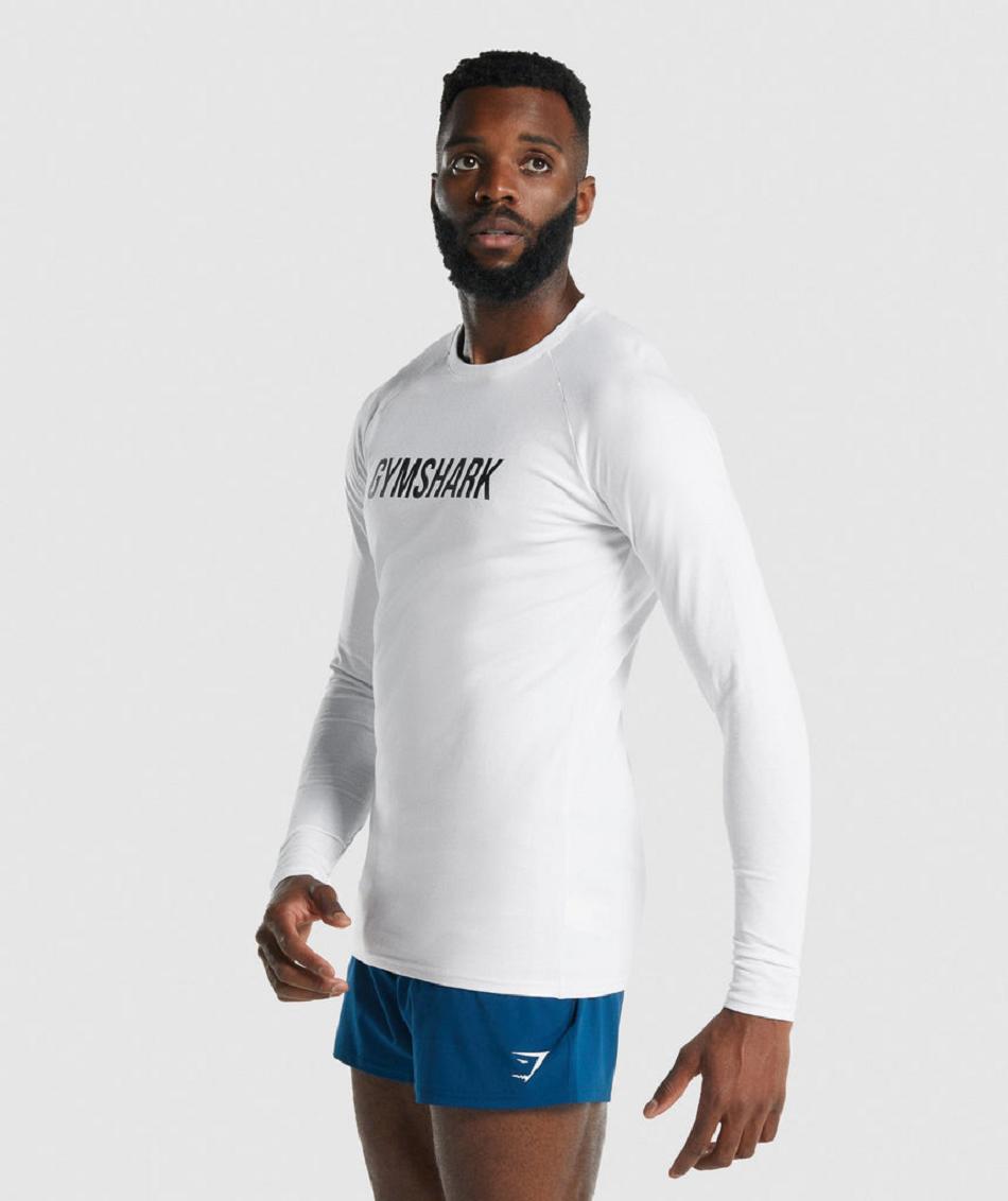 Long Sleeve Gymshark Apollo Hombre Blancas | CO 3535DFM